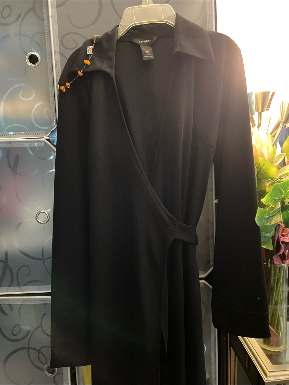 Express Black Long Sleeve Wrap Dress